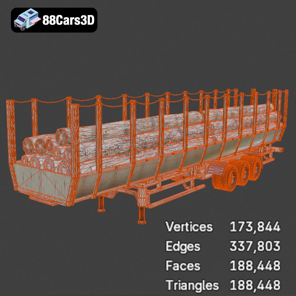 Forestry Trailer 006 3D Model