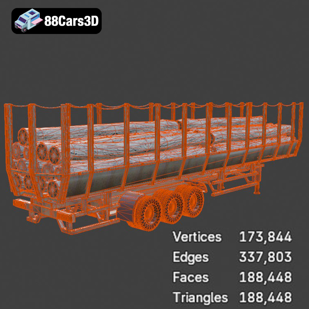 Forestry Trailer 006 3D Model