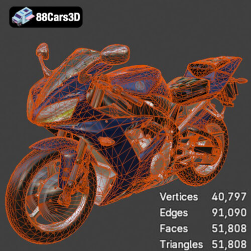 Yamaha YZF-R1 Motorcycle 3D Model - Gallery Image 4 Yamaha YZF-R1 Motorcycle 3D Model