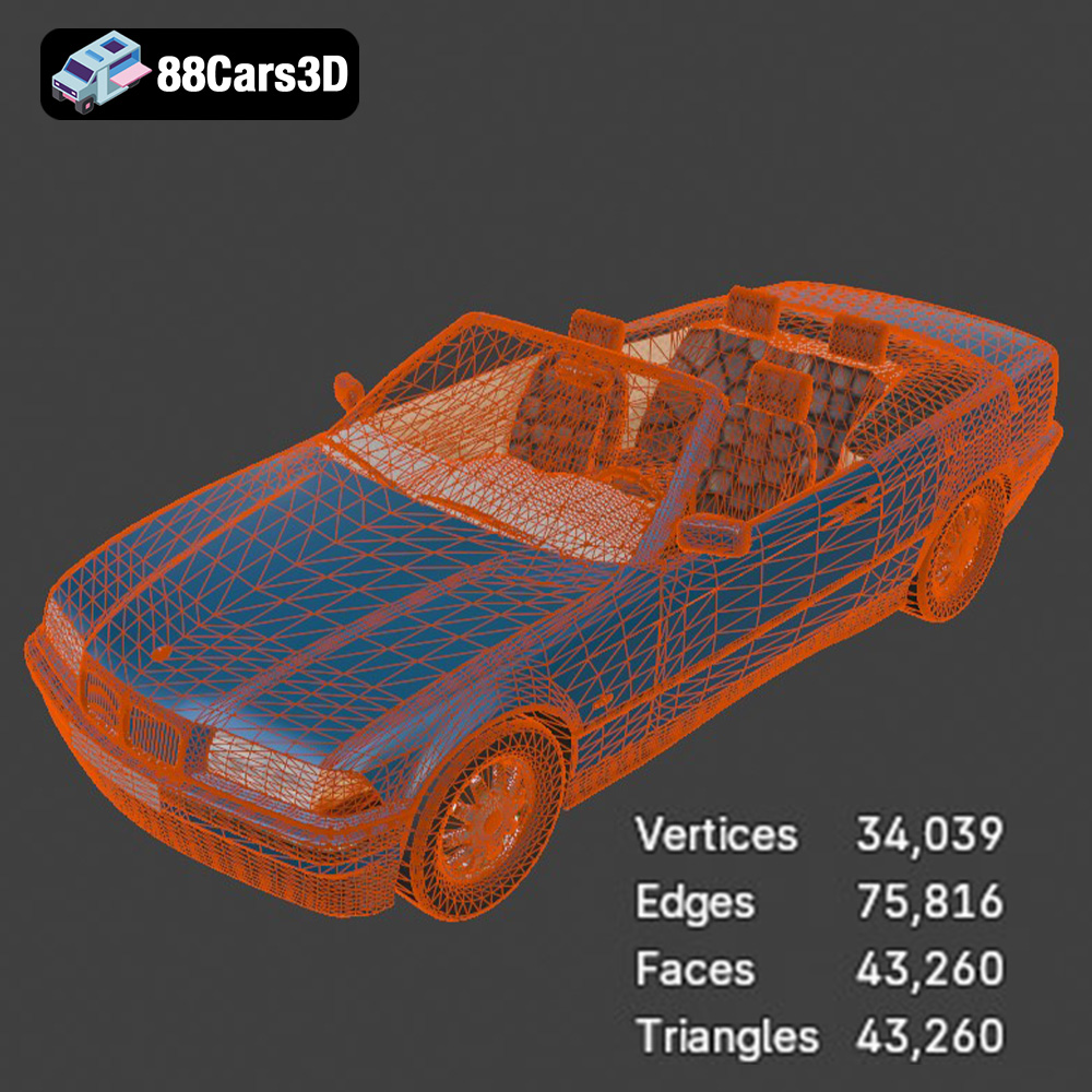 BMW 3 Series E36 Cabrio 325i 1998 3D Model