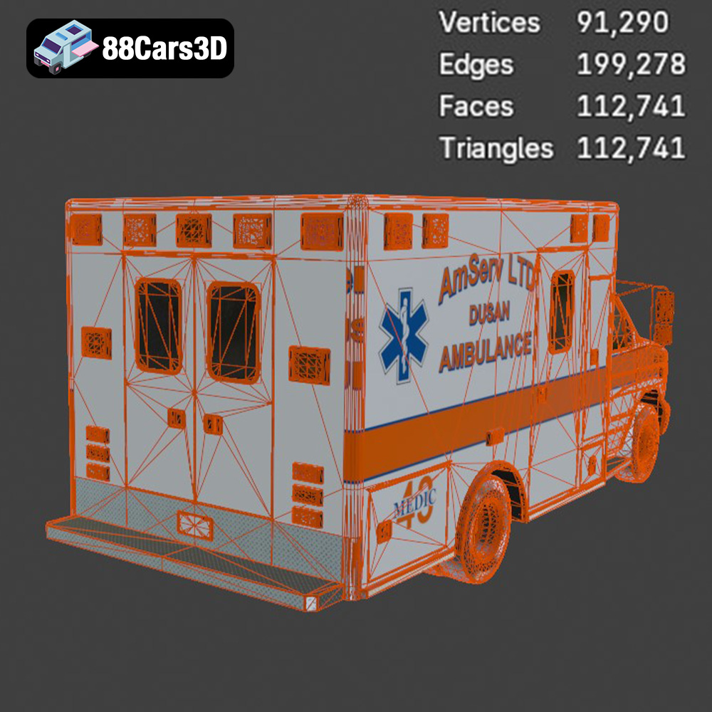 Ford Ambulance AmServ LTD Dusan-002 3D Model