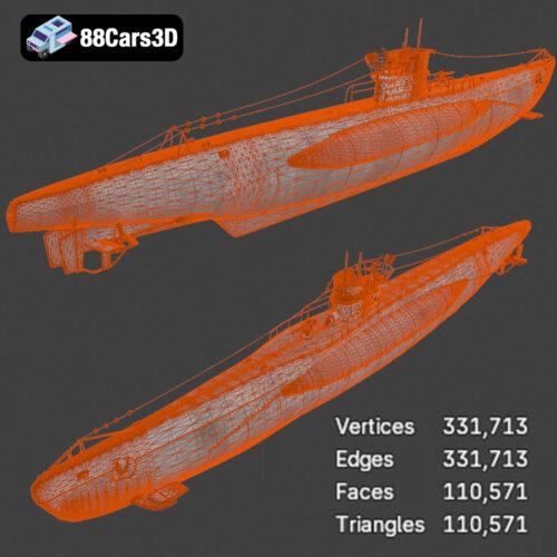 German U-Boat U-99 Submarine 1940 3D Model