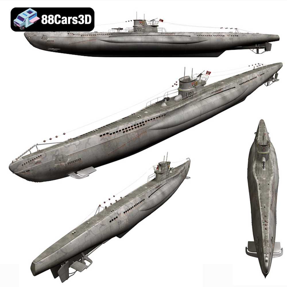 German U-Boat U-99 Submarine 1940 3D Model