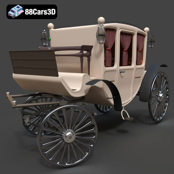 Carriage-001 Classic Horse Drawn Carriage 3D Model