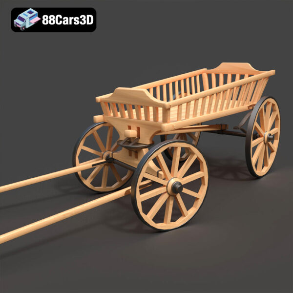 Cart-001 Wooden Slatted Cart Ladder Wagon 3D Model