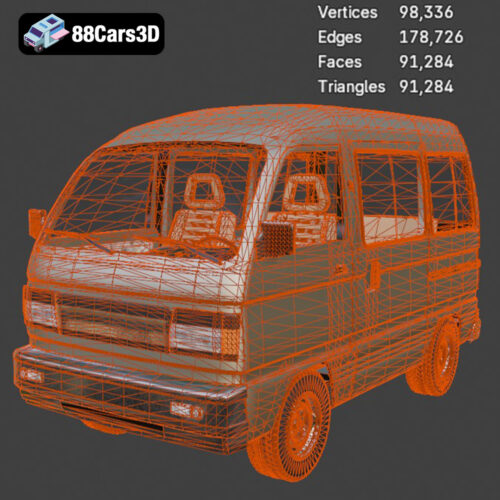 Car-007 Suzuki Super Carry 1000 Microvan 3D Model