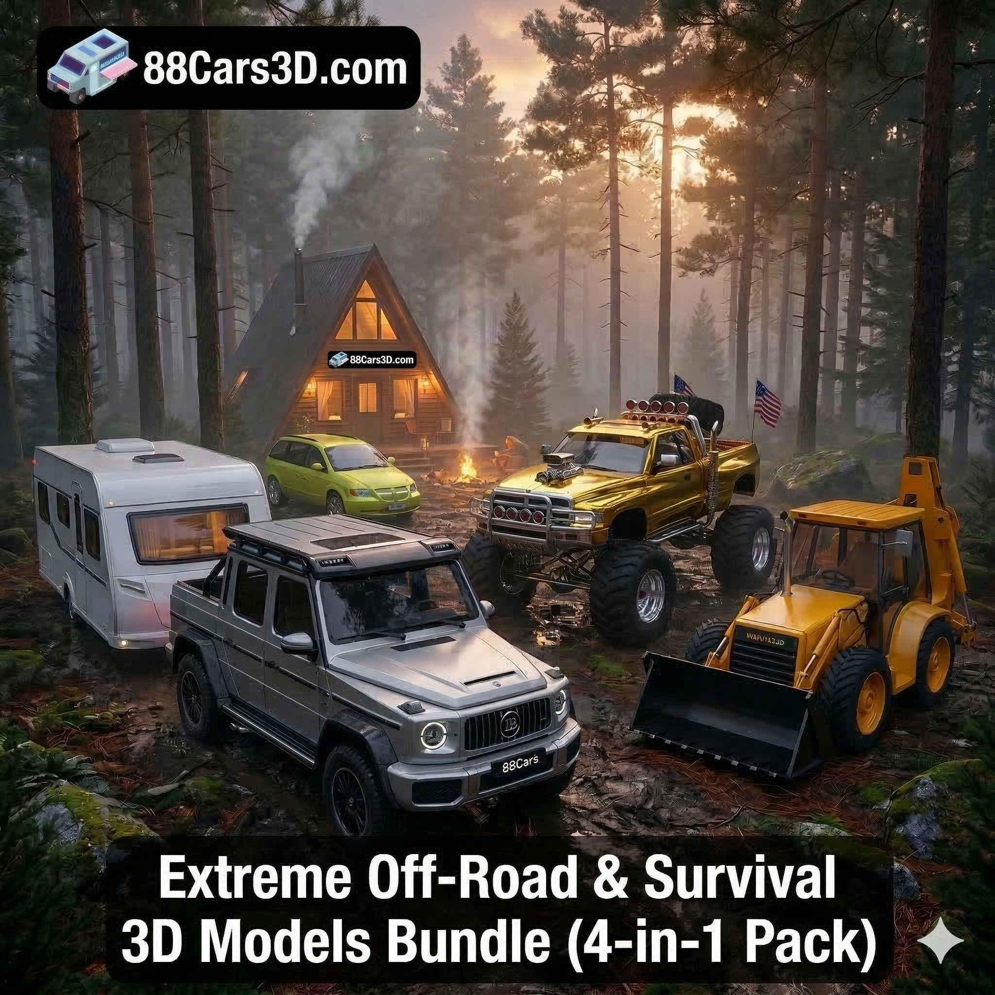 Extreme Off-Road & Survival 3D Models Bundle (4-in-1 Pack)3D Printable STL