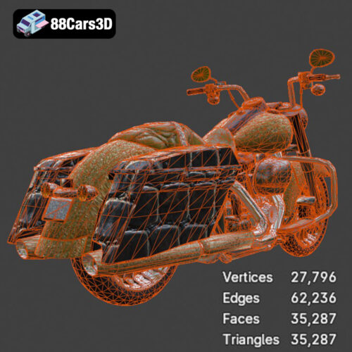 Harley-Davidson Road King 3D Model (Game-Ready) 3D Printable STL