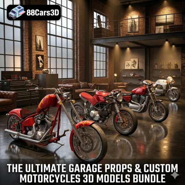 The Ultimate Garage Props & Custom Motorcycles 3D Models Bundle 3D Printable STL