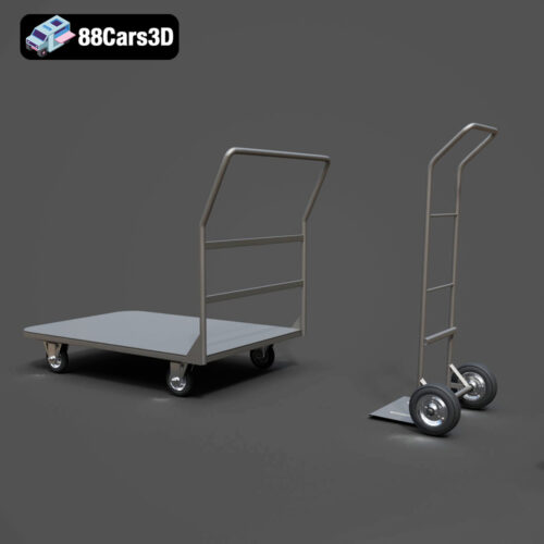 CAT Forklift Manual Loader & Warehouse Carts Kit 3D Model