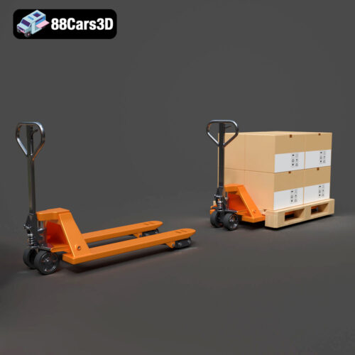 CAT Forklift Manual Loader & Warehouse Carts Kit 3D Model