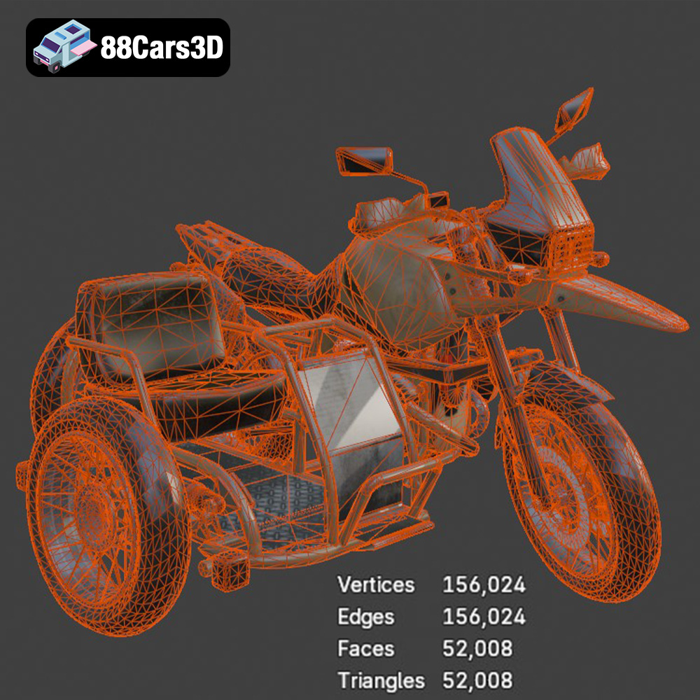 Custom Off-Road BMW R1150GS Adventure Sidecar 3D Model