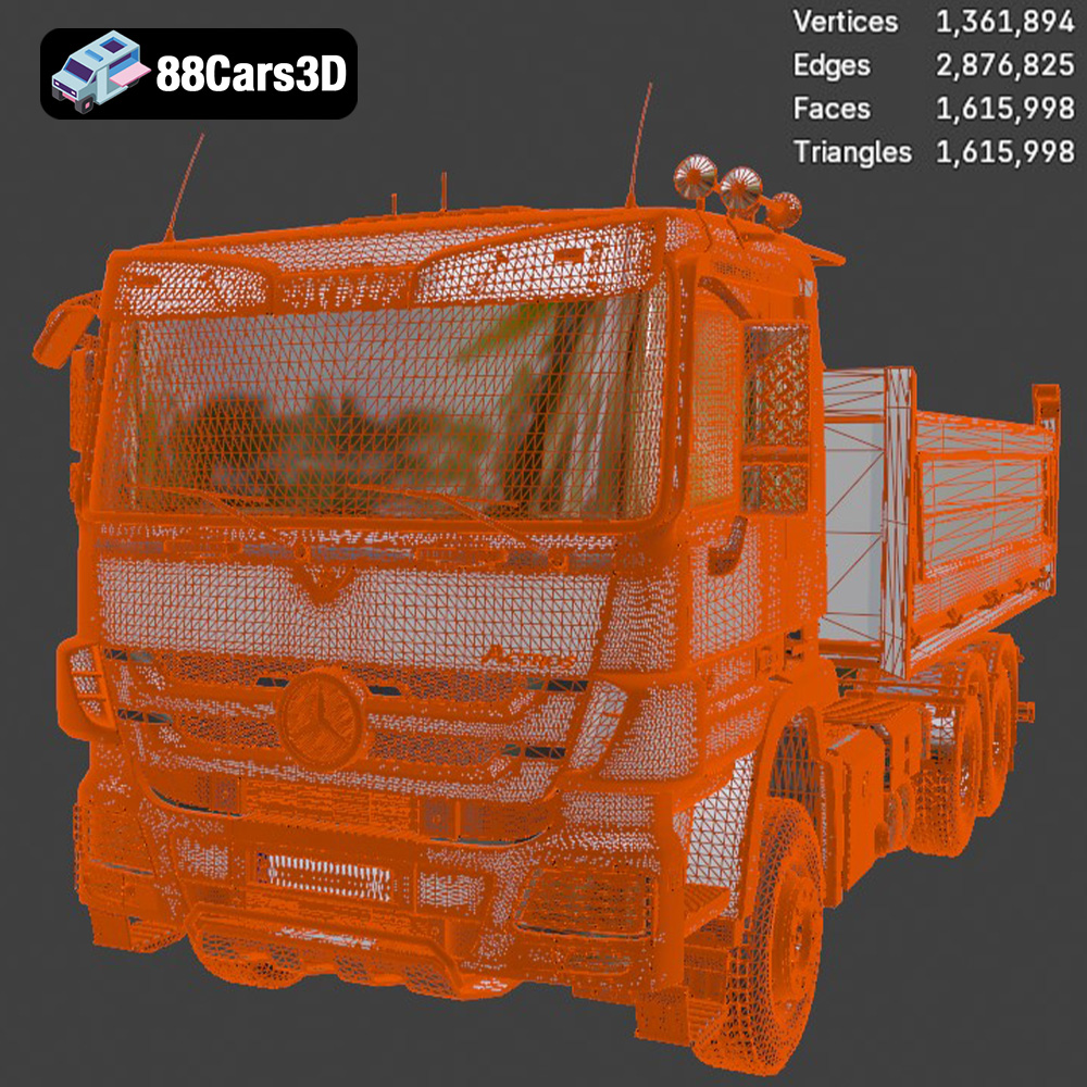 Mercedes-Benz Actros Tipper 3-Axle 2011 3D Model