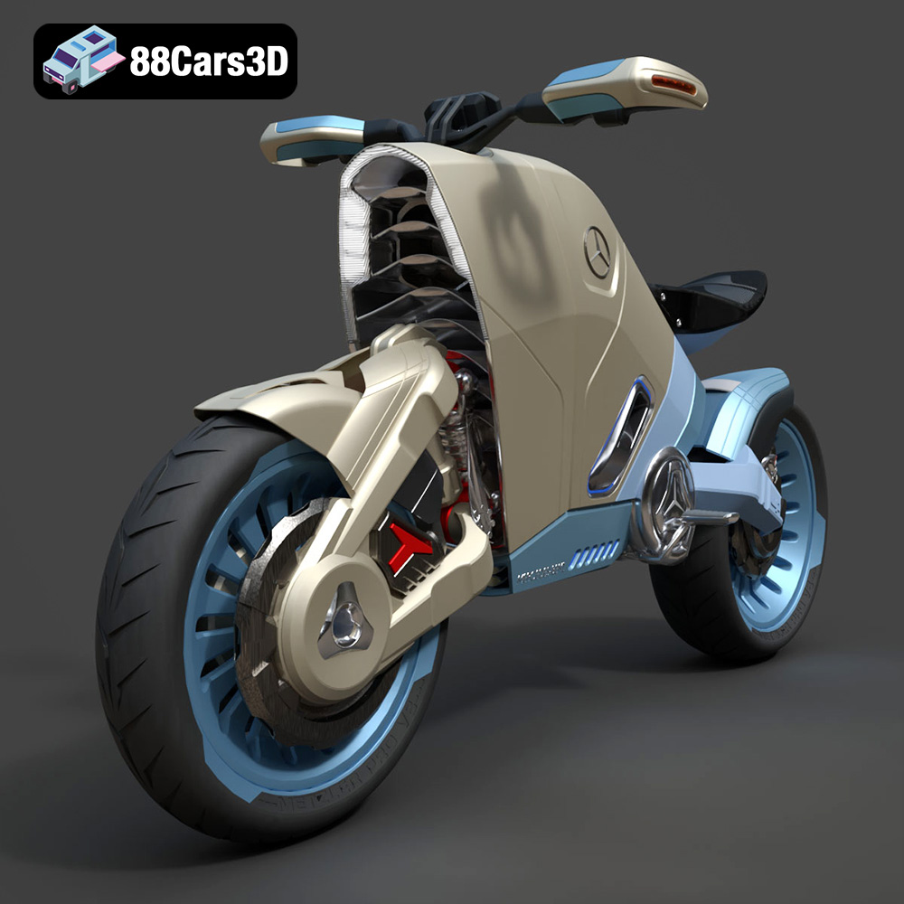 Mercedes Concept Electrical Motorcycle 3D Model Download STL FBX OBJ GLB Blend