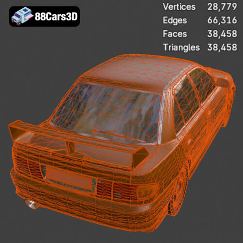 Mitsubishi Lancer Evolution III 3D Model Download STL FBX OBJ GLB Blend - Gallery Image 1 Mitsubishi Lancer Evolution III
