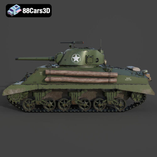 Sherman M4A2 3D Model Download STL FBX OBJ GLB Blend - Gallery Image 7 Sherman M4A2