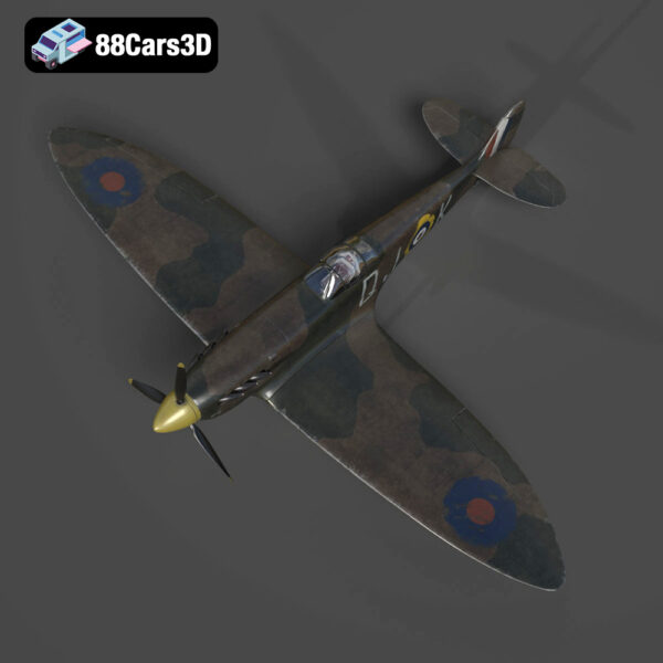Supermarine Spitfire MK2A 3D Model Download STL FBX OBJ GLB Blend - Gallery Image 4 Supermarine Spitfire MK2A