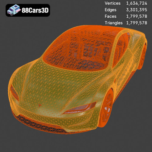 Tesla Roadster 2020 3D Model Download STL FBX OBJ GLB Blend - Gallery Image 2 Tesla Roadster 2020