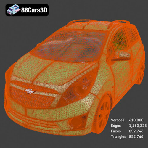 Chevrolet Spark (Beat) 2010-08 3D Model Download STL FBX OBJ GLB Blend - Gallery Image 2 Chevrolet Spark (Beat) 2010-08