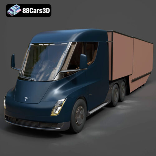 Tesla Semi Truck with Trailer Rigged