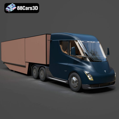 Tesla Semi Truck with Trailer Rigged
