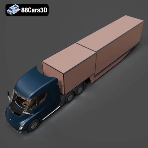 Tesla Semi Truck with Trailer Rigged