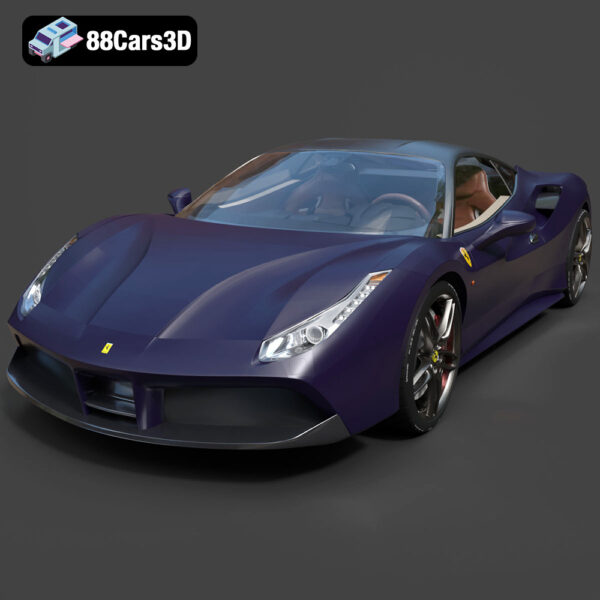 Ferrari 488 GTB 2016 3D Model Download STL FBX OBJ GLB Blend - Gallery Image 1 Ferrari 488 GTB 2016