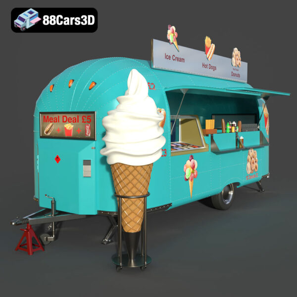 Ice Cream Airstream 2014 3D Model Download STL FBX OBJ GLB Blend - Gallery Image 1 Ice Cream Airstream 2014